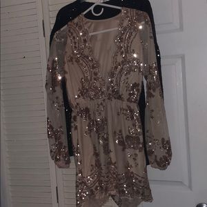 Rose gold sequin romper